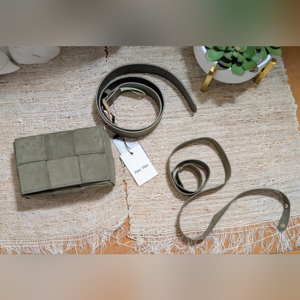 Alex Max • Suede Military Belt Bag Fanny Pack NWT